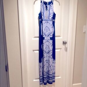 INC International Concepts Blue and White Sheath Maxi Dress